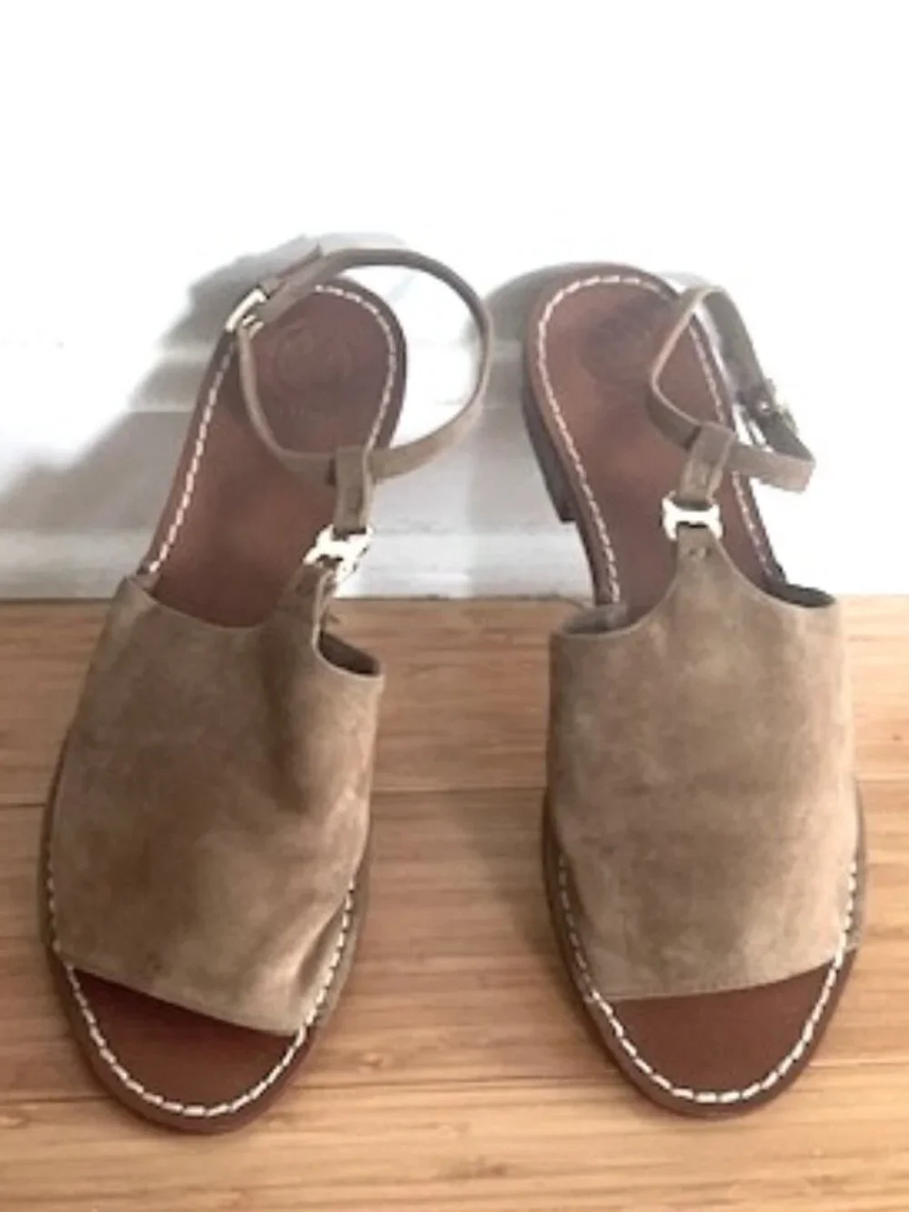 Tory Burch Gemini Link Ankle Strap Suede Sandal